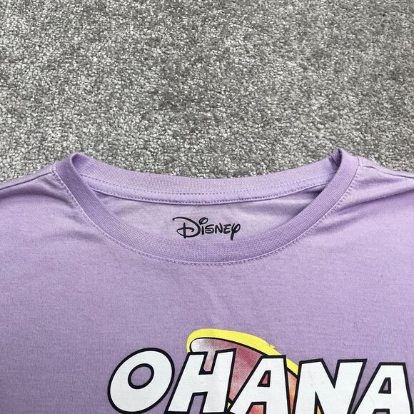 Disney Stitch Ohana Means Family Graphic T-Shirt Juniors Large Purple Casual Tee - Picture 4 of 13